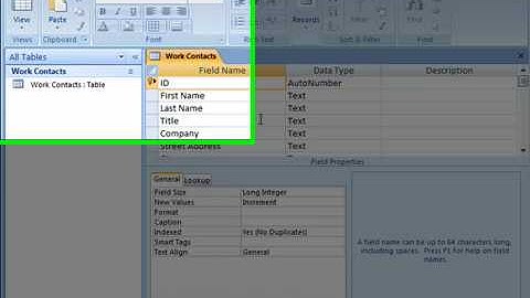 Create a New Primary Key Field in Access 2007