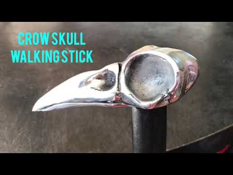 Aluminium casting crow skull walking stick part 2