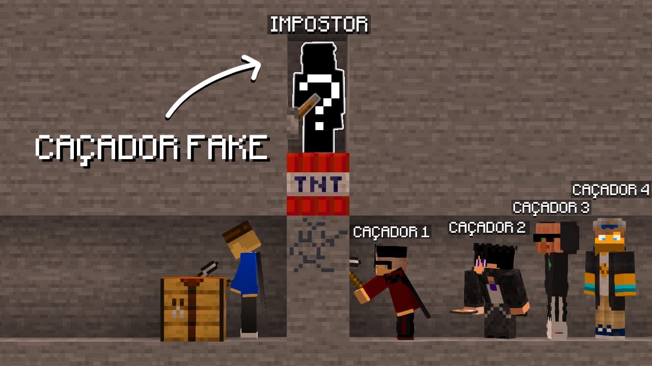 4 CAÇADORES VS 1 SPEEDRUNER com um IMPOSTOR no MINECRAFT!!