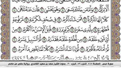 #80 سورة عبس مكتوبة سعد الغامدي جودة عالية Surah Abasa Saad Al Ghamdi