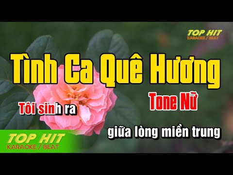 Video Tình Ca Quê Hương Karaoke Tone Nữ Nhạc Sống | TOP HIT... - youtube