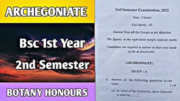 ARCHEGONIATE BSC 1st Year 2nd Semester PREVIOUS YEAR QUESTION PAPER 2023 BOTANY HONOURS
