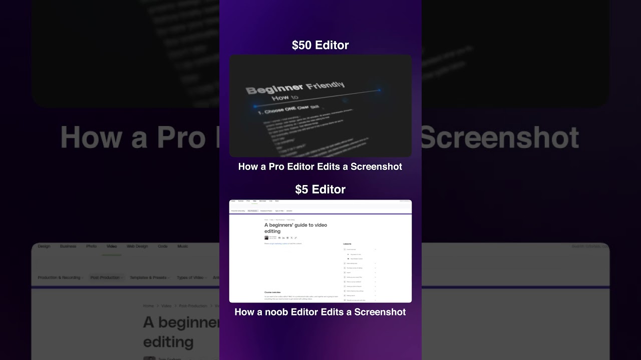 Noob Vs Pro Video Editor | Editing a Screenshot