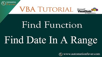 Find Date Using Find Method | Excel VBA Tutorial in Hindi