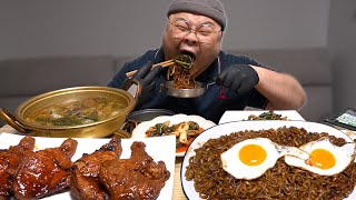 Chicken and Black Bean Noodles Mukbang Eatingshow