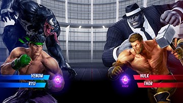 Venom & Ryu vs Hulk & Thor (Very Hard) - Marvel vs Capcom | 4K UHD Gameplay