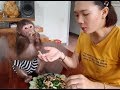 Mom And Monkey Doo Have Breakfast With Fried Noodles