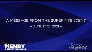 A Message from Superintendent Davis to Families and Employees - 8-23-21