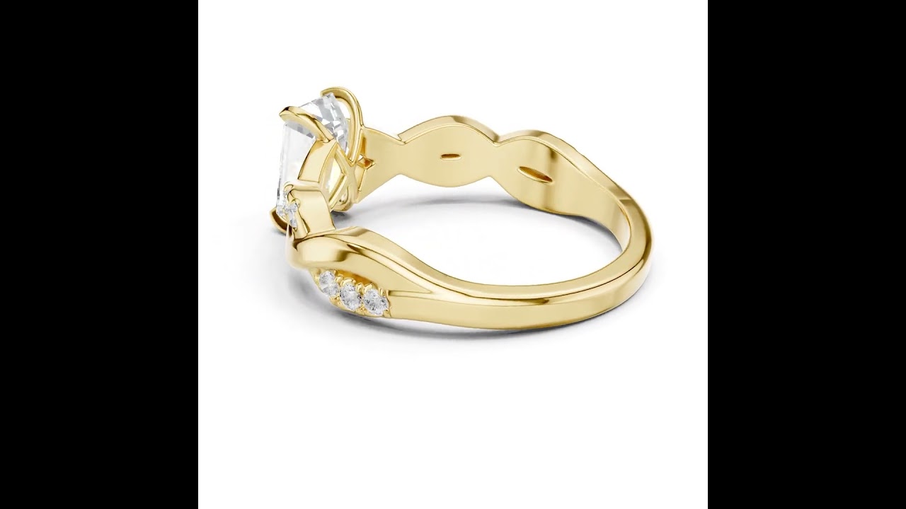 Emerald Cut Diamond Twisted Infinity Engagement Ring