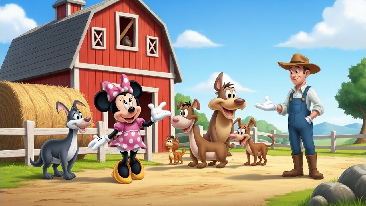 Minnie Mouse and All Animals Tour Train 🚂🐭 | Beautiful Village Kids Story & Cartoon Adventure
