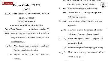 BCA 5TH SEM COMPUTER GRAPHICS AND ANIMATION 2024 | MJPRU