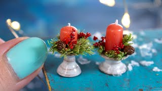 DIY miniature Christmas candle tutorial | Making mini candle | Dollhouse decoration
