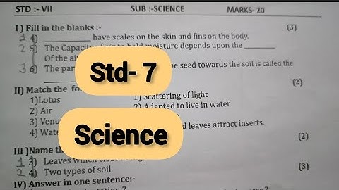 Std- 7 Science Question paper 2023 ।।। model Question paper Maharashtra Board