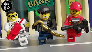 Lego Crazy Bank Robbery COMPILATION Ice Screm K9 SWAT BOMB Police Academy Catch the crook ATV Heist