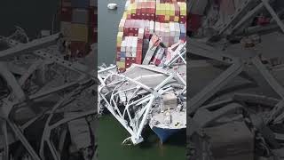 Drone video shows scale of destruction after Baltimore bridge collision - #shorts