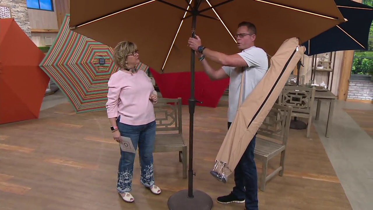 ATLeisure 9' Cascading Lights Solar Powered Patio Umbrella on QVC YouTube