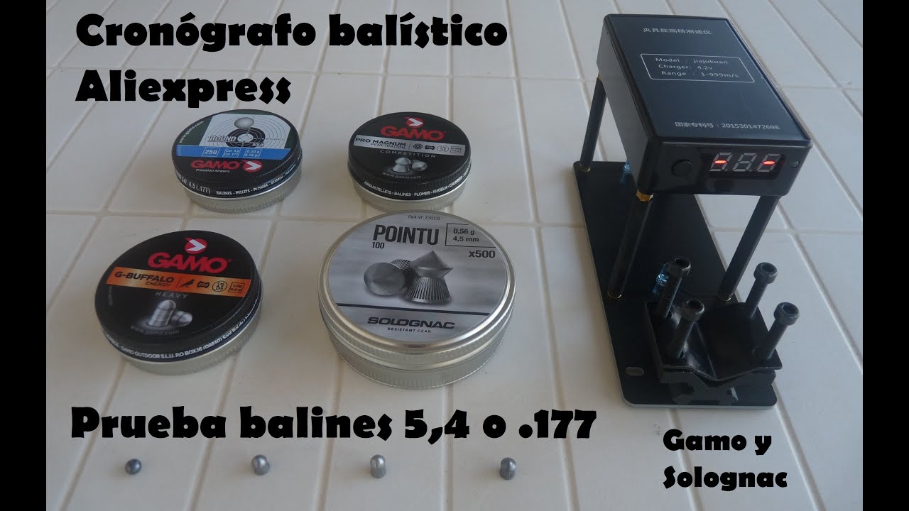 Cronógrafo balístico Aliexpress prueba balienes 4,5 .177 Gamo y Solognac 