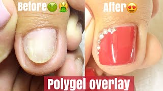 Dry Pedicure at home 🏡 PolyGel Overlay