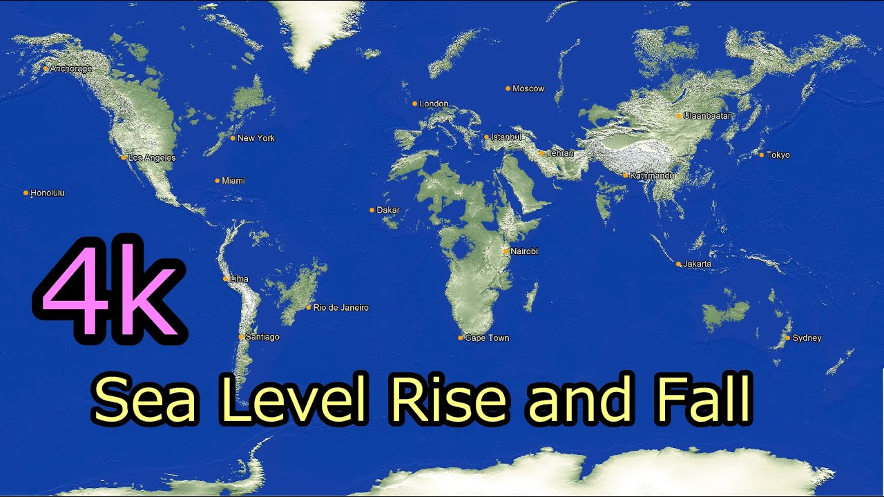 4kSea Level Rise and Fall Simulation   World