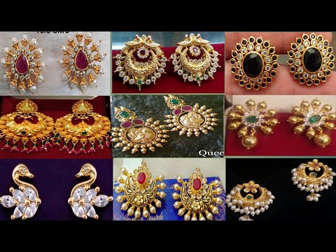 Latest Gold Studs Earrings Designs With Weight || gold earrings designs collection #