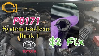 P0171 Code System too lean Bank 1 Diagnosed and Resolved | Toyota Corolla