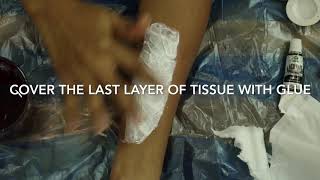 Make a slit for Halloween using glue and tissue
