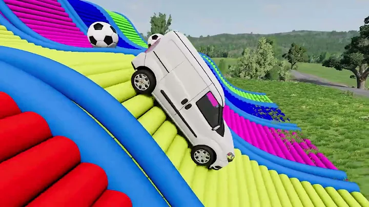 Big & Small  Car vs Portal Trap With Slide Colors - Transportation Truck - BeamNG.Drive #2