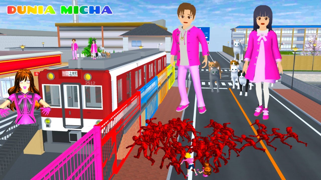 Kucing Mio Selamatkan Mio Yuta Dari Kejaran Zombie Lava Kabur Ke Kereta Api 🤧 Sakura Simulator
