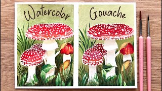 How to paint mushrooms with watercolor and gouache🍄 Paint With Me