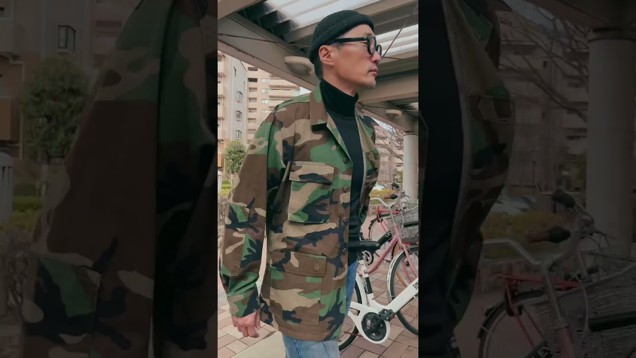 RNA アールエヌエー カモフラBigコート 迷彩 ウッドランドカモフラ柄