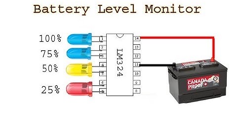 Make Battery Level indicator using LM324, battery monitor circuit