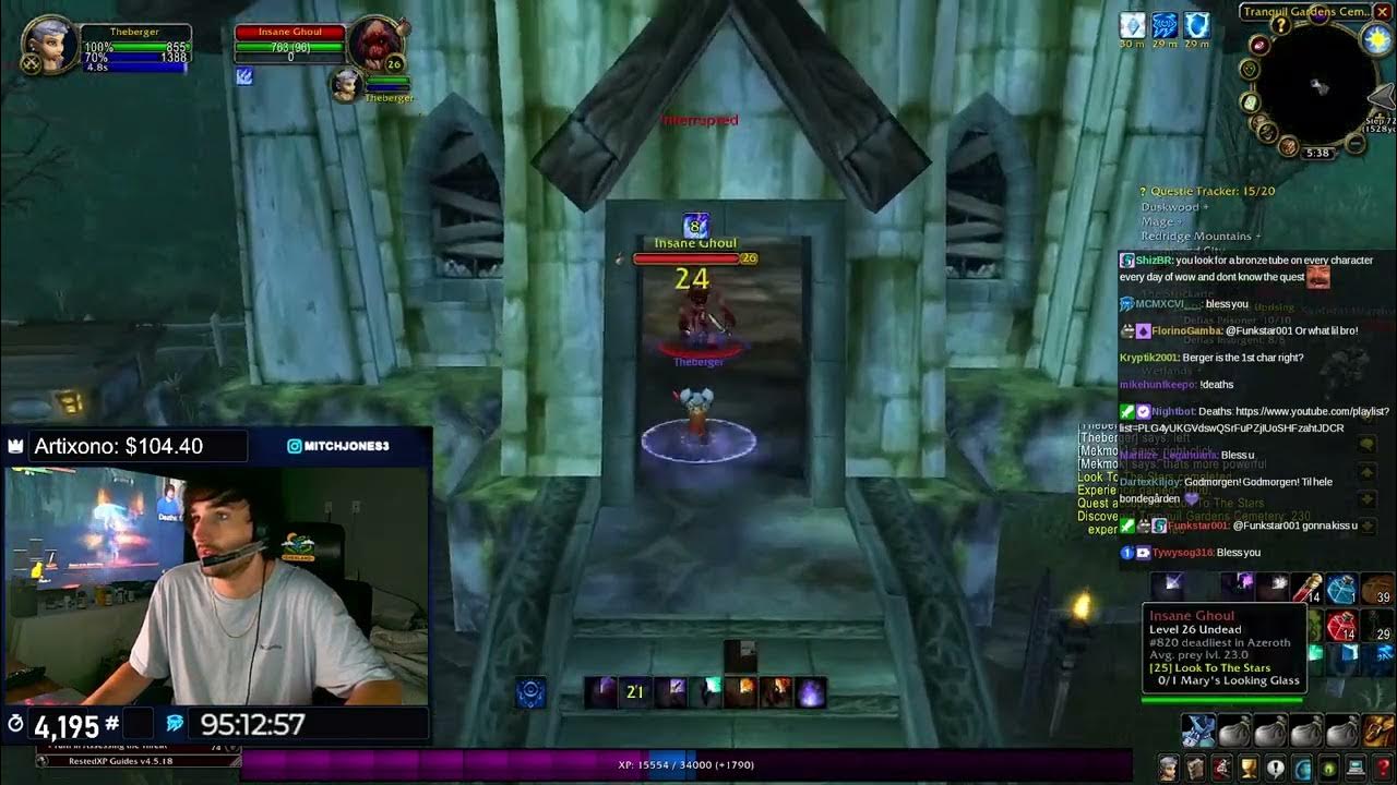 AoE, Quests, Scarlet Monastery, Mage lvl 25, Classic Hardcore, Subathon day 6 (part 1) [30Aug