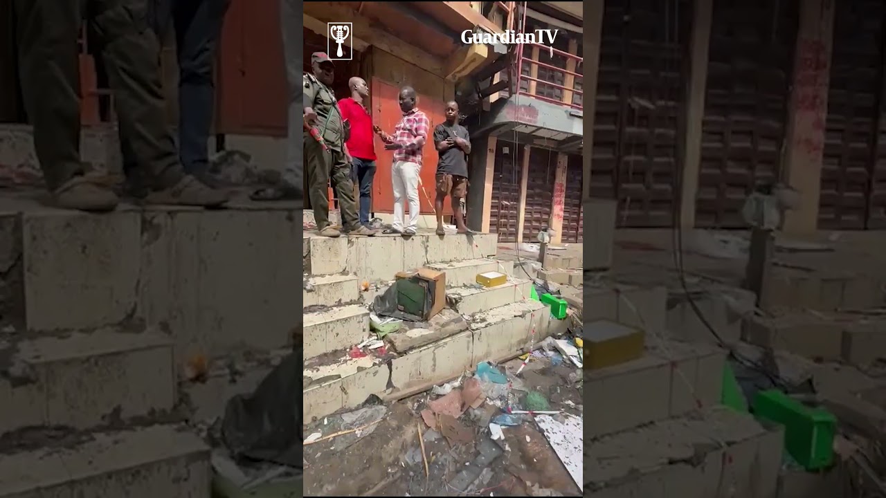 Aftermath of central plaza fire outbreak in Mandilas market, Lagos Island