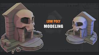 Criei uma entrada para uma Dungeon de caveiras 💀 Modelagem Low Poly in Blender 3D