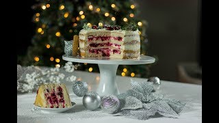 Tarta de Navidad con Frosting de Queso y Mermelada de Arandanos