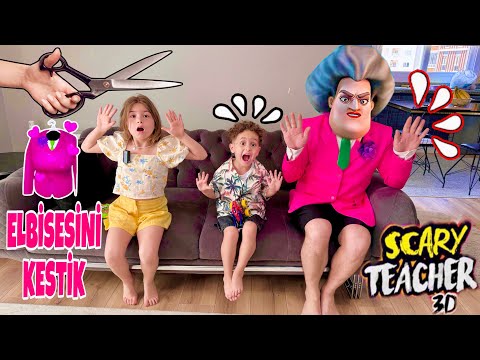 SCARY TEACHER ELBİSESİNİ KESTİK !! ÇILDIRDI !! KUZEY ELİFİ KAÇIRDI !! دي دي ميدو - لولو | قناة وناسة