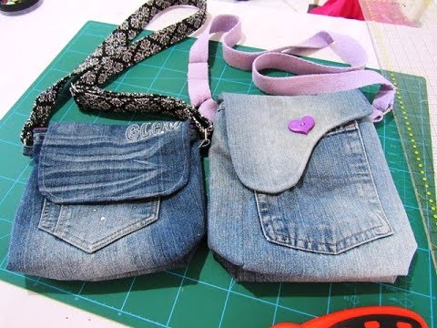 bolsas feitas com pernas de calça jeans