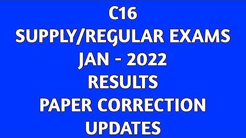 C16- JAN-2022- SUPPLY-REGULAR EXAMS RESULTS & PAPER CORRECTION UPDATES #AP SBTET#DIPLOMA#