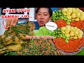 Klenger ayam kampung sambal ijo urap daun singkong sambal terasi lalapan