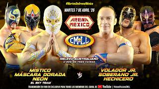 Cmll Highlights 7 De Abril 26 Místico, M. Dorada Y Neón Vs Volador Jr., Soberano Jr. Y Hechicero