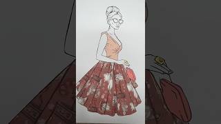 Fashion Illustration using washi tapes #shorts #shortscreator #asmr #fashiondesign #washitape