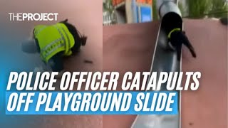 Police Officer Catapults Off Playground Slide