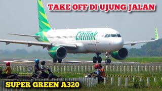 Wow Dekat Sekali !! Beginilah Proses Take off Pesawat Airbus A320 di Bandara Adi Soemarmo Solo