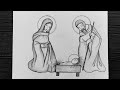 Christmas nativity drawing  christmas celebration drawing  pencil art