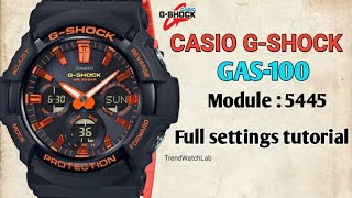 Casio G-Shock GAS-100 Full settings tutorial | TrendWatchLab | Casio 5445