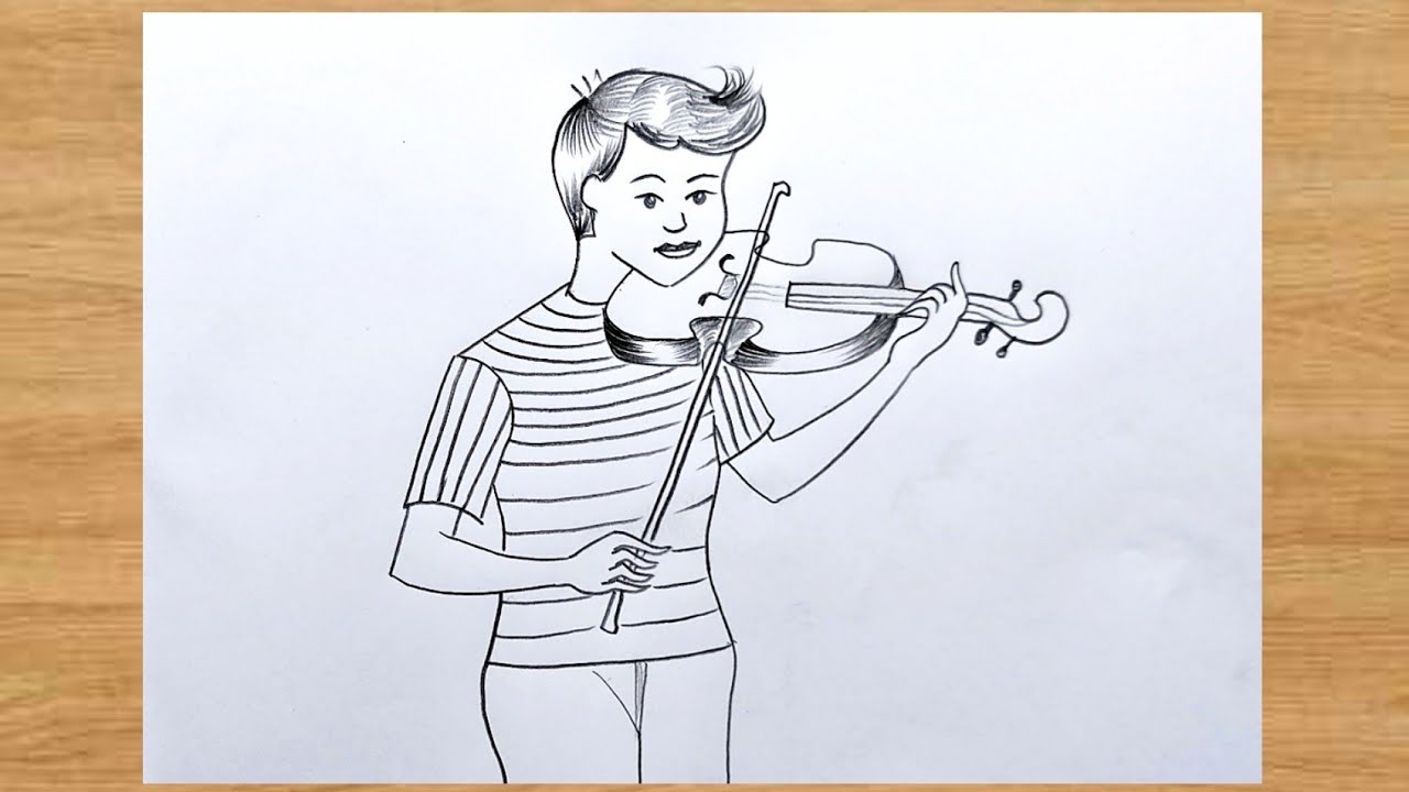 How to draw a boy playing violin 🎻 pencil sketch drawing tutorial