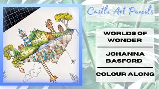 Colour Along Worlds Of Wonder By Johanna Basford Floating Islands Castle Arts Pencils