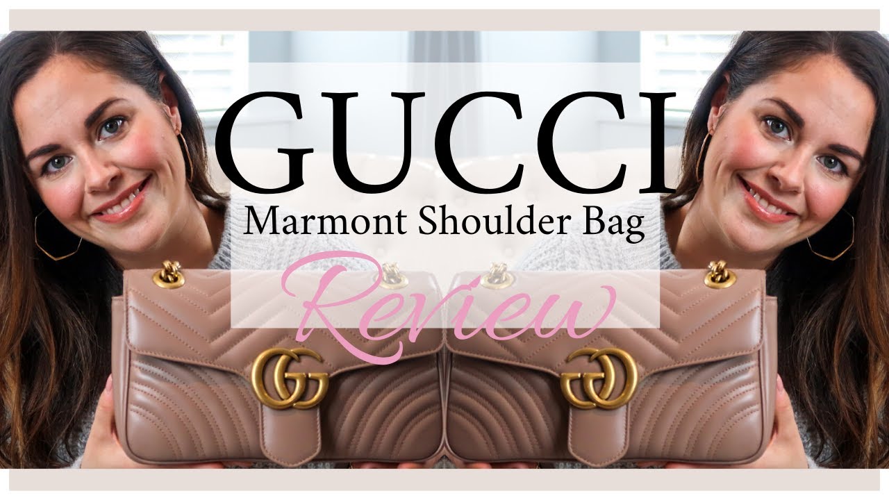GUCCI MARMONT REVIEW  What fits inside + Mod Shots ( Dusty Pink) 