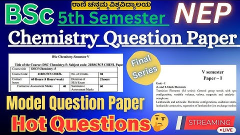 BSc 5th Semester NEP Chemistry Question Paper | F and D block elements 👨‍🔬 #NEP RCUB