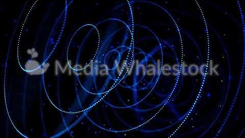 Abstract glowing dots forming tunnel of blue circles. Animation. 3D circles of small particles